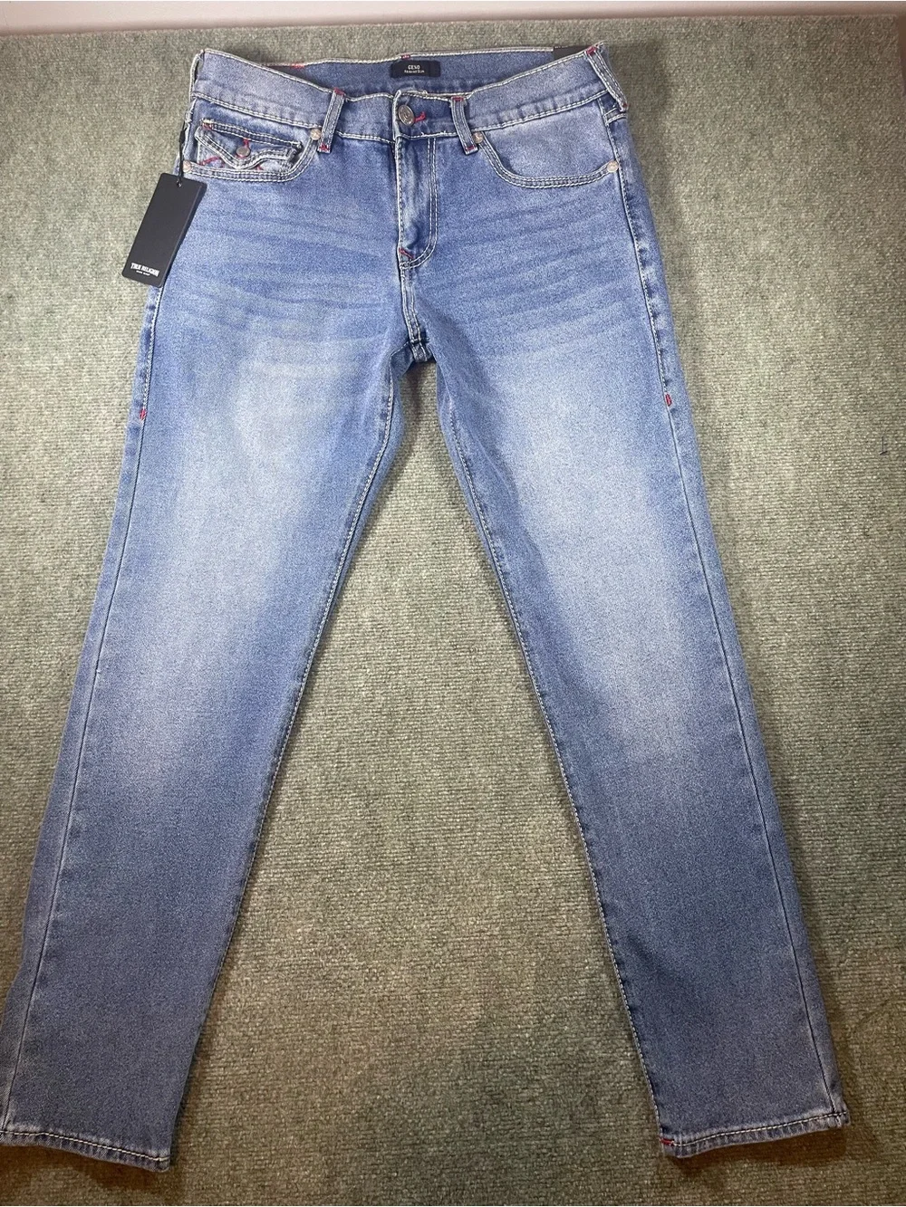 True Religion Men's Slim Geno Jeans in Light Blue Wash